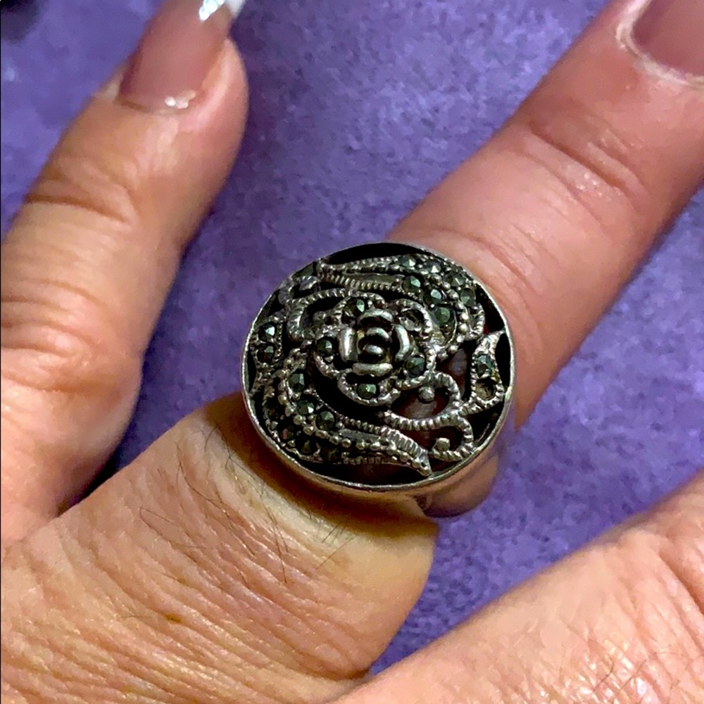 Silver etched ring